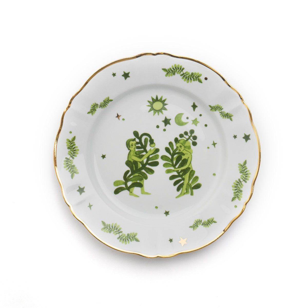 Green Floral Dinner Plate