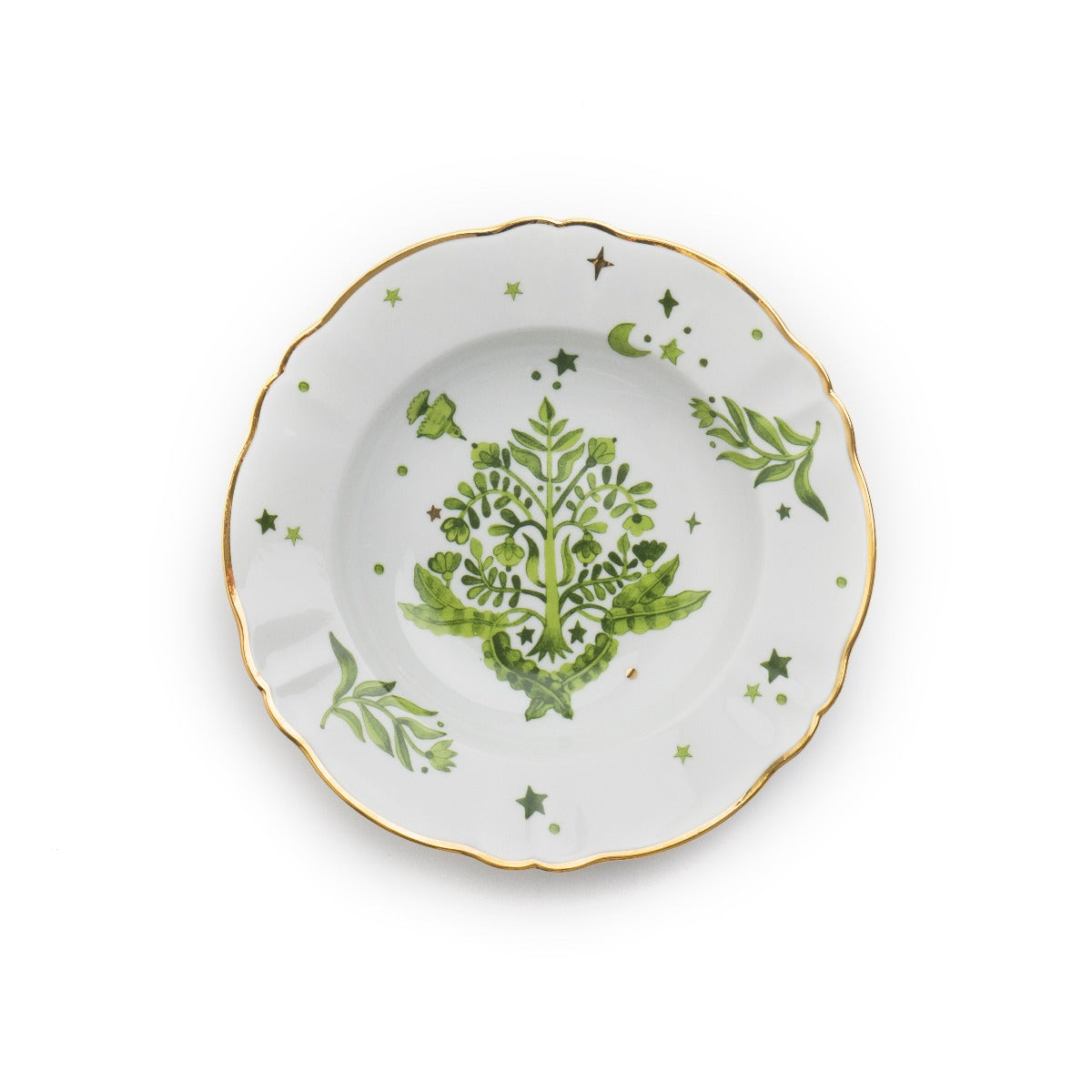 Green Floral Deep Plate