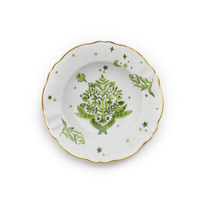 Green Floral Deep Plate