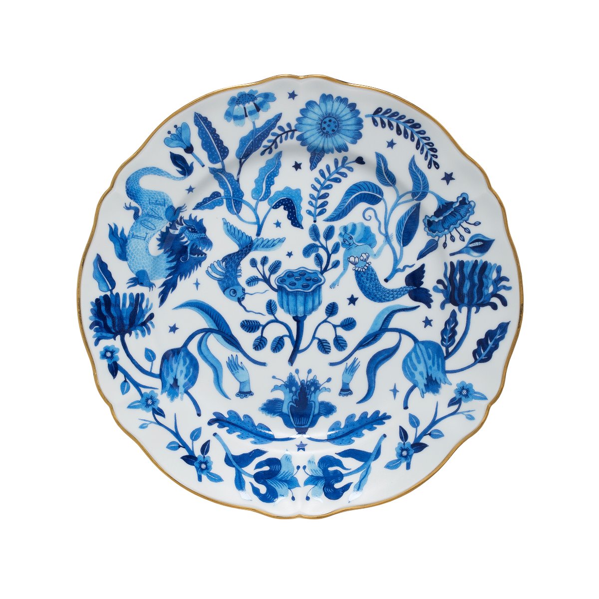 Floral Blue Dinner Plate