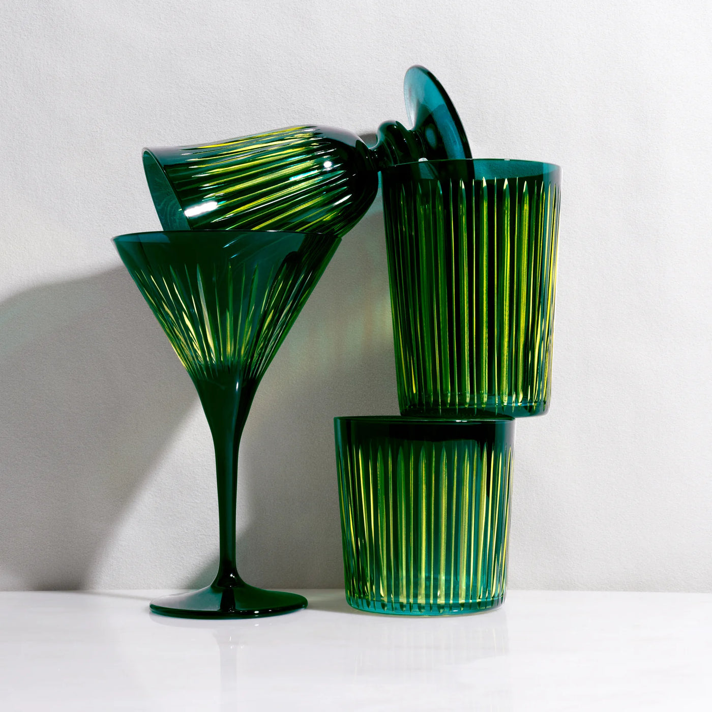 Prism Highball Glasses in Green