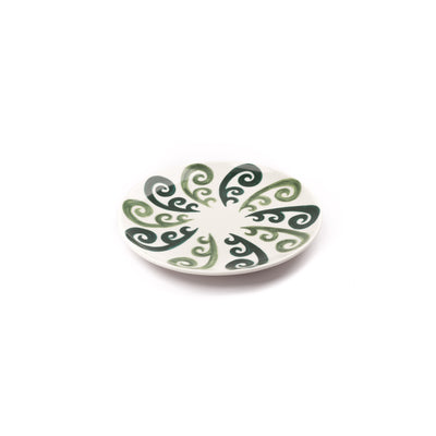 Peacock Dessert Plate in Two Tone Green