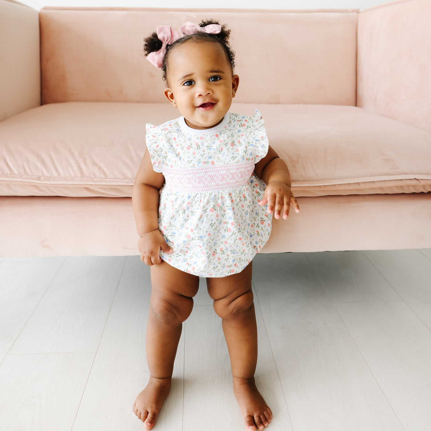 Pink Madison Floral Smocked Bubble