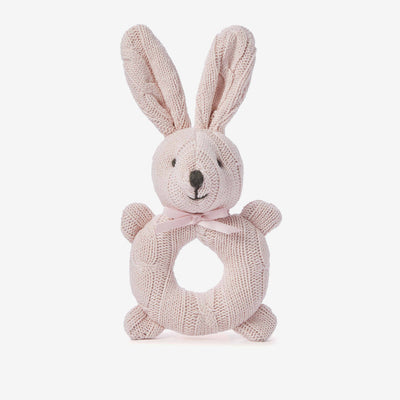 Cable Knit Bunny Baby Rattle