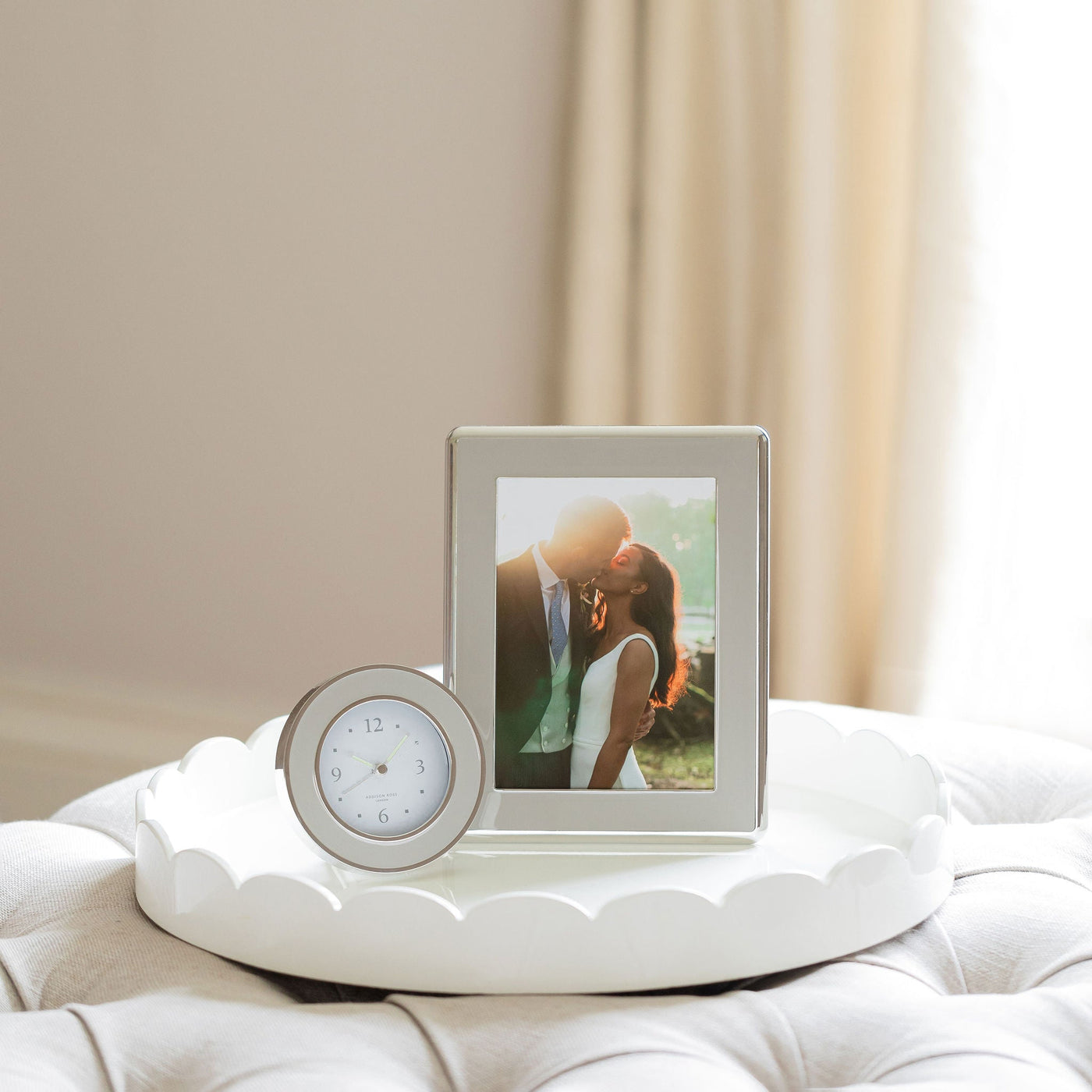 Chiffon & Silver Round Alarm Clock