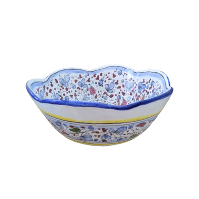 Ancient Arabesco Scalloped Bowl in Blue