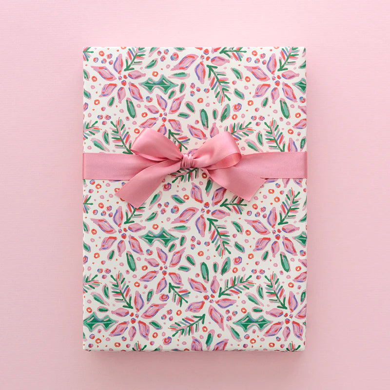 Pink Poinsettia Wrapping Paper