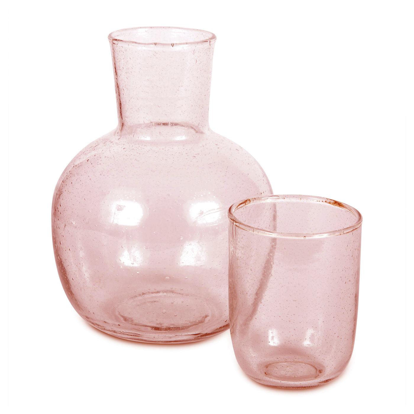 Seeded Carafe & Glass Set in Pink