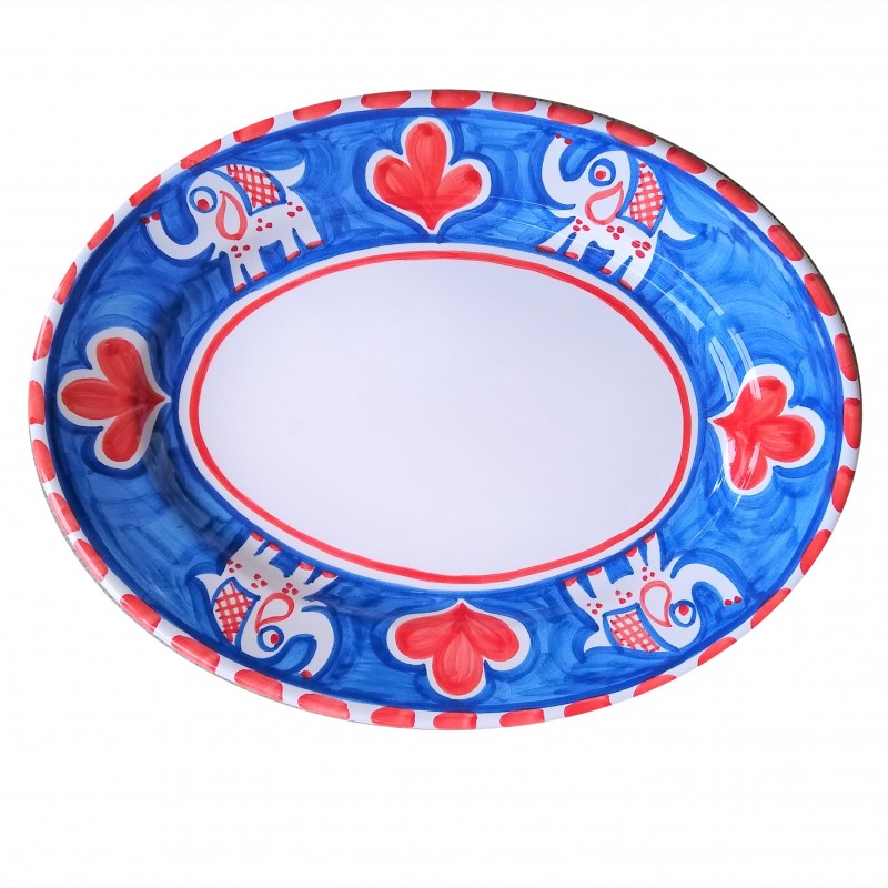 Ceramic Oval Platter in Elephant