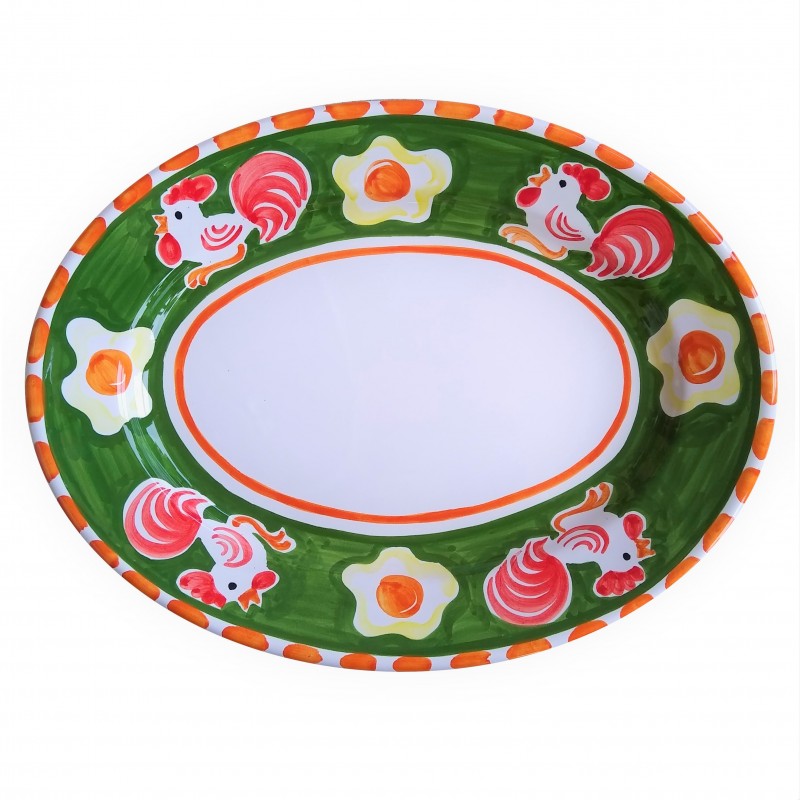 Ceramic Oval Platter in Rooster