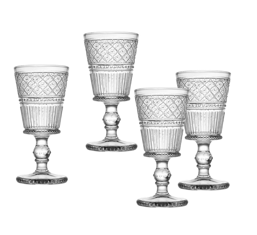 Clear Floral Goblets