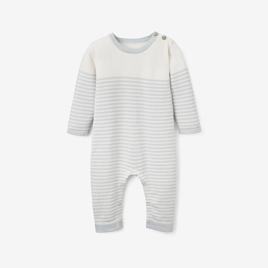 Cotton Knit Striped Baby Jumpsuit