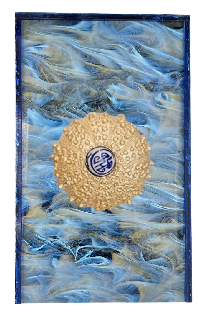 Sea Urchin Guest Towel Box in Blue