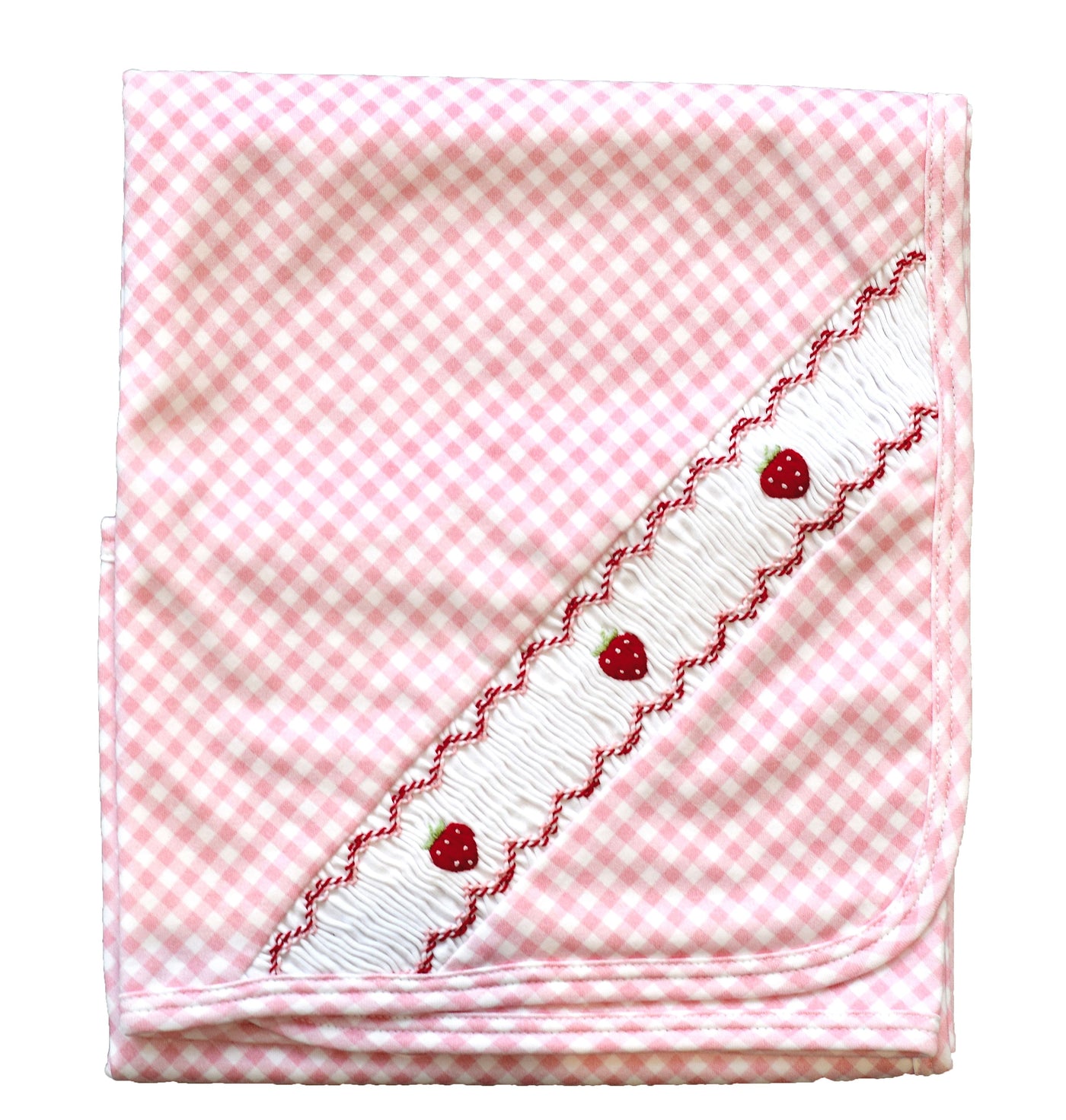 Pink Gingham Smocked Blanket