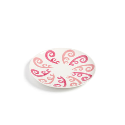 Peacock Dessert Plate in Two Tone Pink