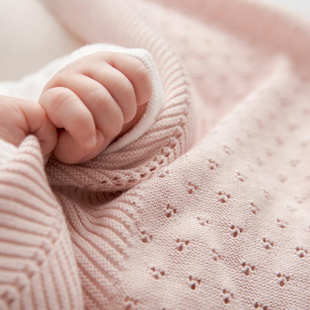 Pointelle Cotton Knit Baby Blanket